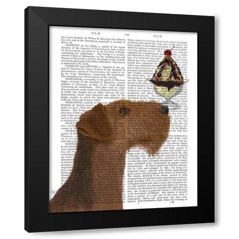 Airedale Ice Cream Black Modern Wood Framed Art Print by Fab Funky