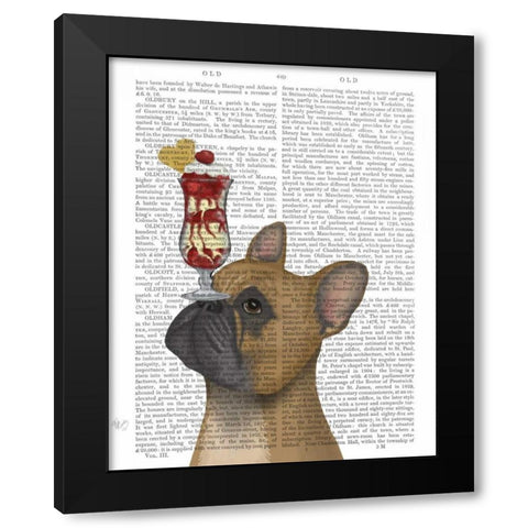 French Bulldog Ice Cream Black Modern Wood Framed Art Print with Double Matting by Fab Funky