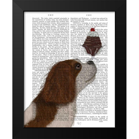 Cavalier King Charles, Brown White, Ice Cream Black Modern Wood Framed Art Print by Fab Funky