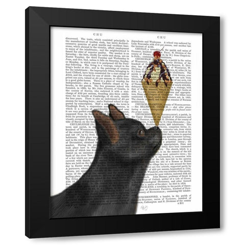 Chihuahua, Black, Ice Cream Black Modern Wood Framed Art Print by Fab Funky