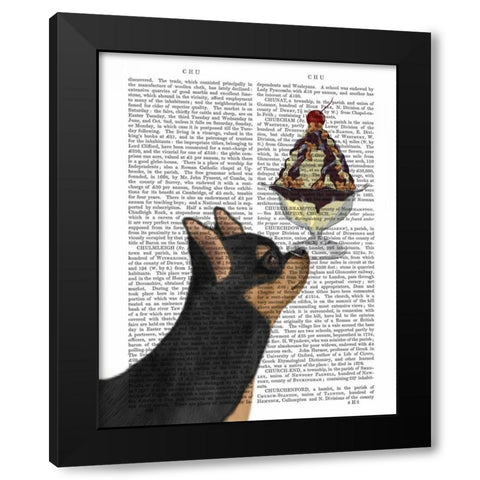 Chihuahua, Black and Ginger, Ice Cream Black Modern Wood Framed Art Print with Double Matting by Fab Funky