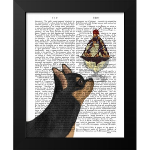 Chihuahua, Black and Ginger, Ice Cream Black Modern Wood Framed Art Print by Fab Funky