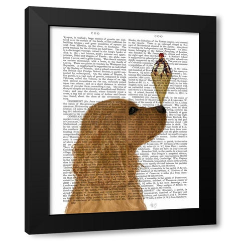 Cocker Spaniel, Golden, Ice Cream Black Modern Wood Framed Art Print by Fab Funky