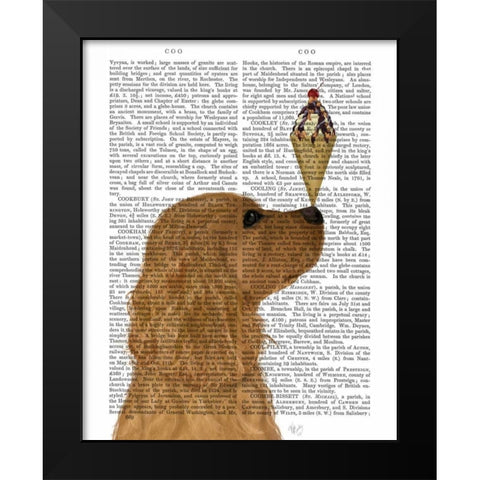 Cocker Spaniel, Golden, Ice Cream Black Modern Wood Framed Art Print by Fab Funky