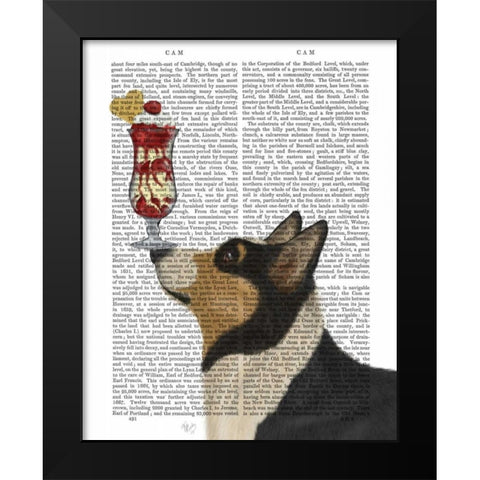 Corgi, Black and Tan, Ice Cream Black Modern Wood Framed Art Print by Fab Funky