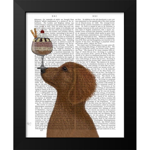 Dachshund, Gold, Ice Cream Black Modern Wood Framed Art Print by Fab Funky