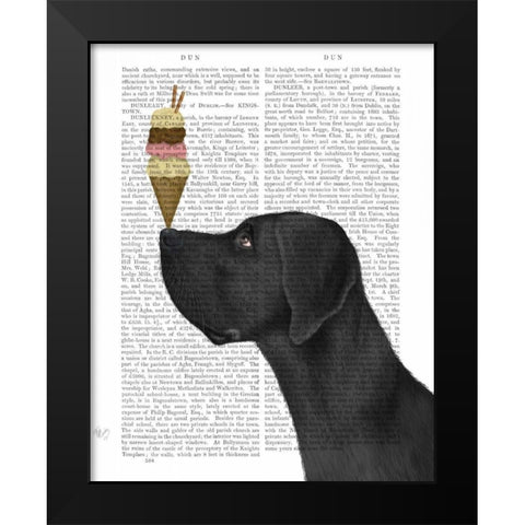 Great Dane, Black, Ice Cream Black Modern Wood Framed Art Print by Fab Funky