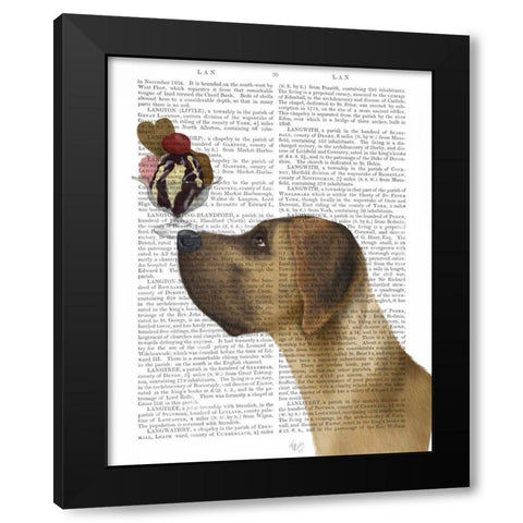 Great Dane, Tan, Ice Cream Black Modern Wood Framed Art Print by Fab Funky