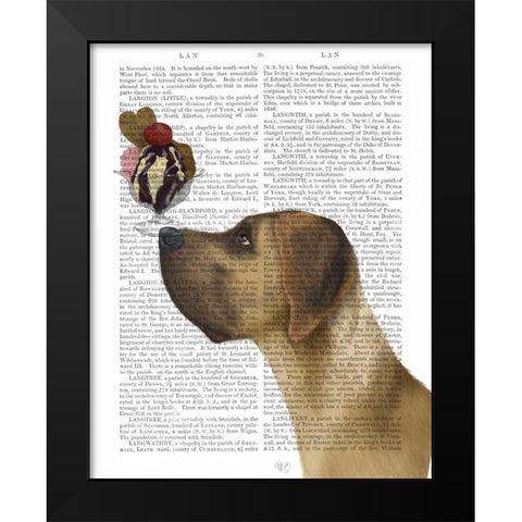 Great Dane, Tan, Ice Cream Black Modern Wood Framed Art Print by Fab Funky