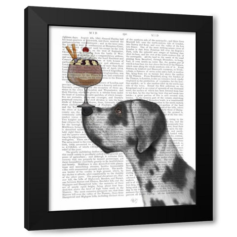 Great Dane, Harlequin, Ice Cream Black Modern Wood Framed Art Print with Double Matting by Fab Funky