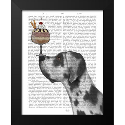 Great Dane, Harlequin, Ice Cream Black Modern Wood Framed Art Print by Fab Funky