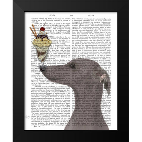 Greyhound, Grey, Ice Cream Black Modern Wood Framed Art Print by Fab Funky