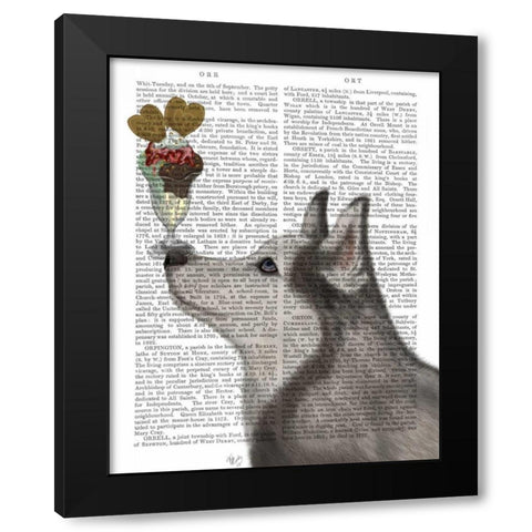 Husky Ice Cream Black Modern Wood Framed Art Print by Fab Funky