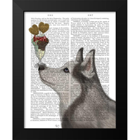 Husky Ice Cream Black Modern Wood Framed Art Print by Fab Funky