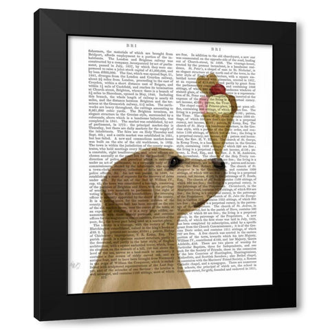 Yellow Labrador Ice Cream Black Modern Wood Framed Art Print with Double Matting by Fab Funky