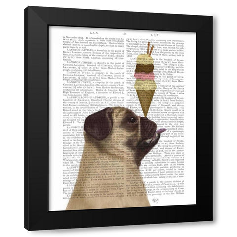 Pug, Fawn, Ice Cream Black Modern Wood Framed Art Print with Double Matting by Fab Funky