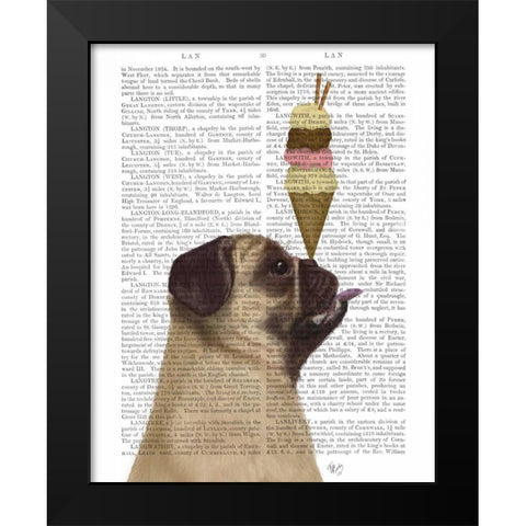 Pug, Fawn, Ice Cream Black Modern Wood Framed Art Print by Fab Funky