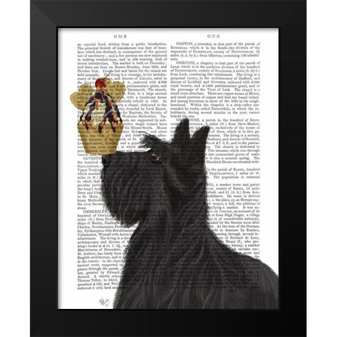 Scottish Terrier Ice Cream Black Modern Wood Framed Art Print by Fab Funky