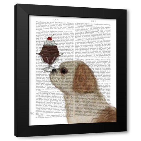 Shih Tzu Ice Cream Black Modern Wood Framed Art Print by Fab Funky