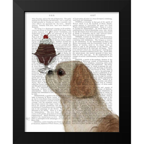 Shih Tzu Ice Cream Black Modern Wood Framed Art Print by Fab Funky