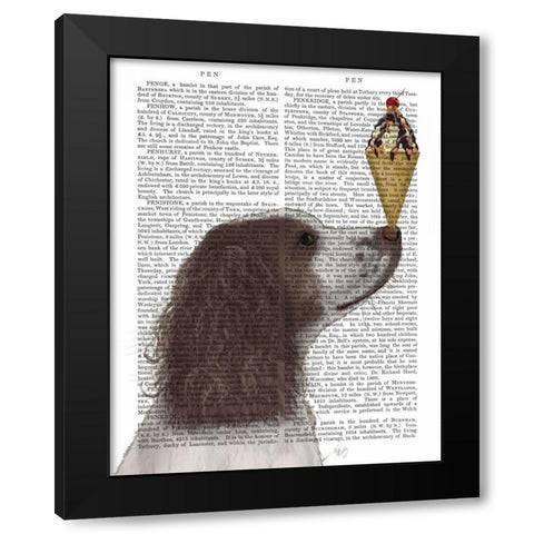 Springer Spaniel, Brown and White, Ice Cream Black Modern Wood Framed Art Print by Fab Funky