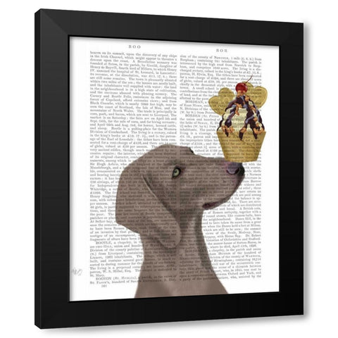 Weimaraner Ice Cream Black Modern Wood Framed Art Print by Fab Funky