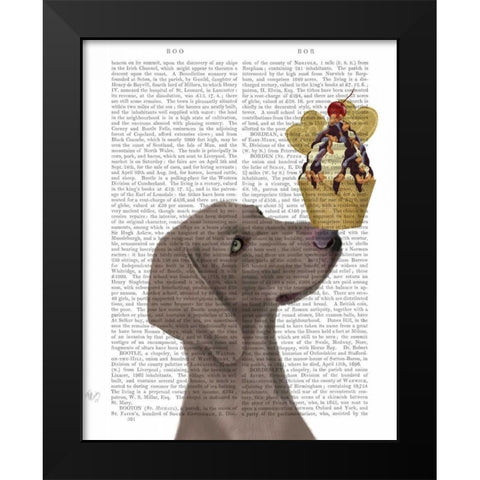 Weimaraner Ice Cream Black Modern Wood Framed Art Print by Fab Funky
