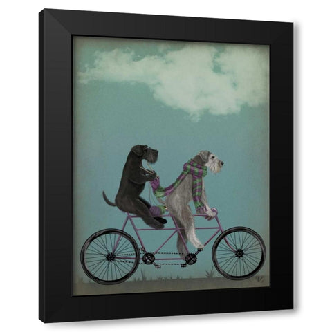 Schnauzer Tandem Black Modern Wood Framed Art Print by Fab Funky