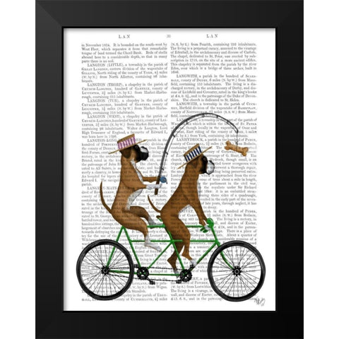 Boxer Tandem Black Modern Wood Framed Art Print by Fab Funky