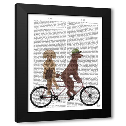 Poodle Tandem Black Modern Wood Framed Art Print by Fab Funky