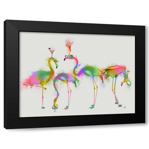 Rainbow Splash Cocktail Party Black Modern Wood Framed Art Print by Fab Funky