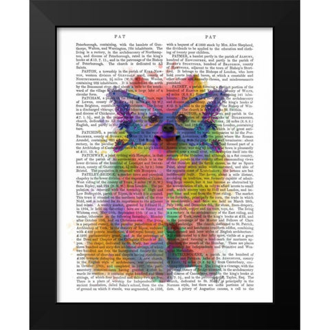 Rainbow Splash Pomeranian Black Modern Wood Framed Art Print by Fab Funky
