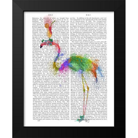 Rainbow Splash Flamingo 1 Black Modern Wood Framed Art Print by Fab Funky