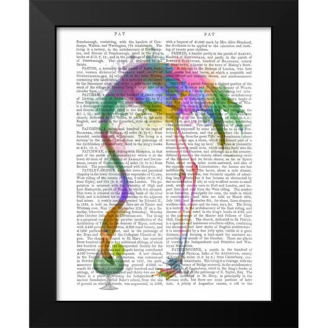 Rainbow Splash Flamingo 3 Black Modern Wood Framed Art Print by Fab Funky
