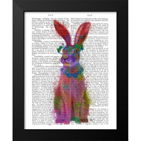 Rainbow Splash Rabbit 2, Full Black Modern Wood Framed Art Print by Fab Funky