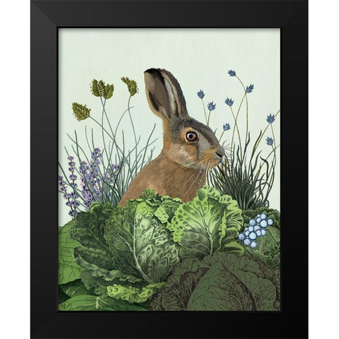 Cabbage Patch Rabbit 3 Black Modern Wood Framed Art Print by Fab Funky