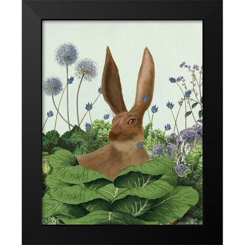 Cabbage Patch Rabbit 5 Black Modern Wood Framed Art Print by Fab Funky