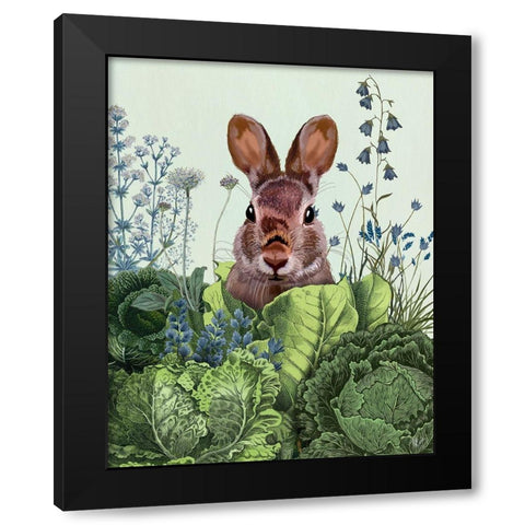 Cabbage Patch Rabbit 6 Black Modern Wood Framed Art Print with Double Matting by Fab Funky