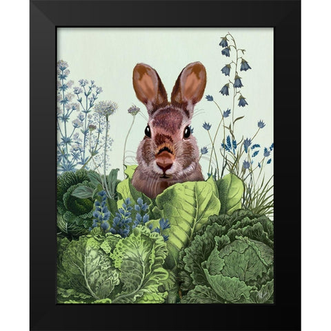 Cabbage Patch Rabbit 6 Black Modern Wood Framed Art Print by Fab Funky