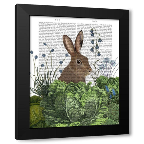 Cabbage Patch Rabbit 2 Black Modern Wood Framed Art Print by Fab Funky