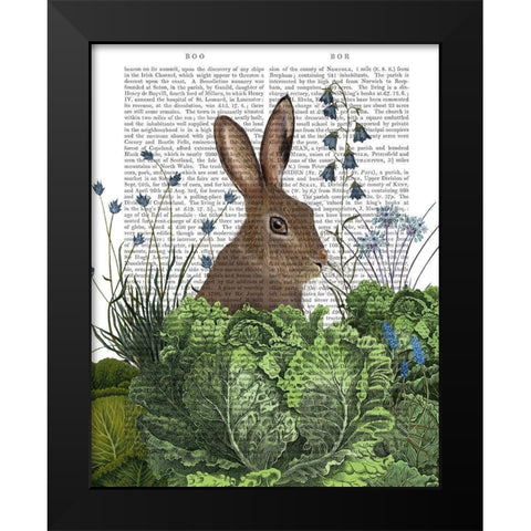 Cabbage Patch Rabbit 2 Black Modern Wood Framed Art Print by Fab Funky