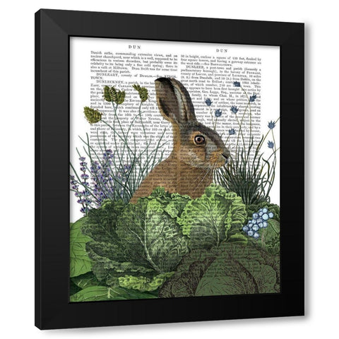 Cabbage Patch Rabbit 3 Black Modern Wood Framed Art Print by Fab Funky