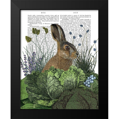 Cabbage Patch Rabbit 3 Black Modern Wood Framed Art Print by Fab Funky