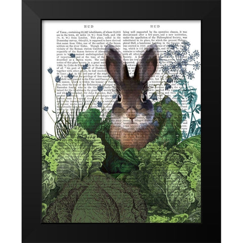 Cabbage Patch Rabbit 4 Black Modern Wood Framed Art Print by Fab Funky