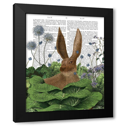 Cabbage Patch Rabbit 5 Black Modern Wood Framed Art Print with Double Matting by Fab Funky