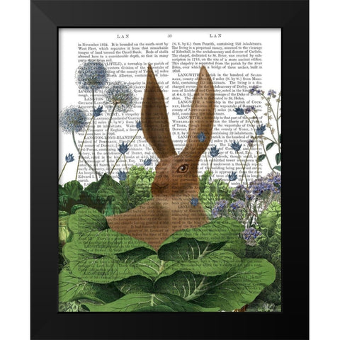 Cabbage Patch Rabbit 5 Black Modern Wood Framed Art Print by Fab Funky