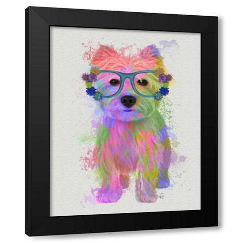 West Highland Terrier Rainbow Splash Black Modern Wood Framed Art Print with Double Matting by Fab Funky