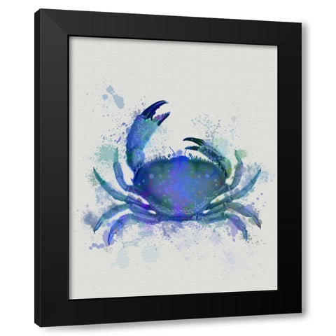 Crab 1 Blue Rainbow Splash Black Modern Wood Framed Art Print with Double Matting by Fab Funky