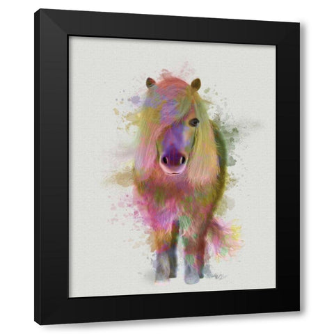 Pony 1 Full Rainbow Splash Black Modern Wood Framed Art Print by Fab Funky