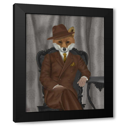 Fox 1930s Gentleman Black Modern Wood Framed Art Print with Double Matting by Fab Funky